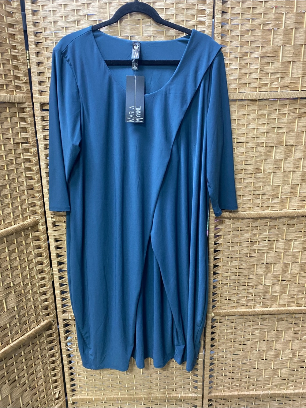 MarlaWynne Teal Dress with Draped Overlay
